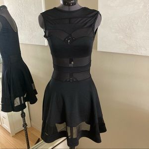 Black super swingy stretch mini dress NWOT